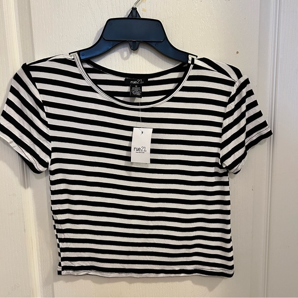 Rue21 Tops - Rue21 Striped Black and White Crop Top